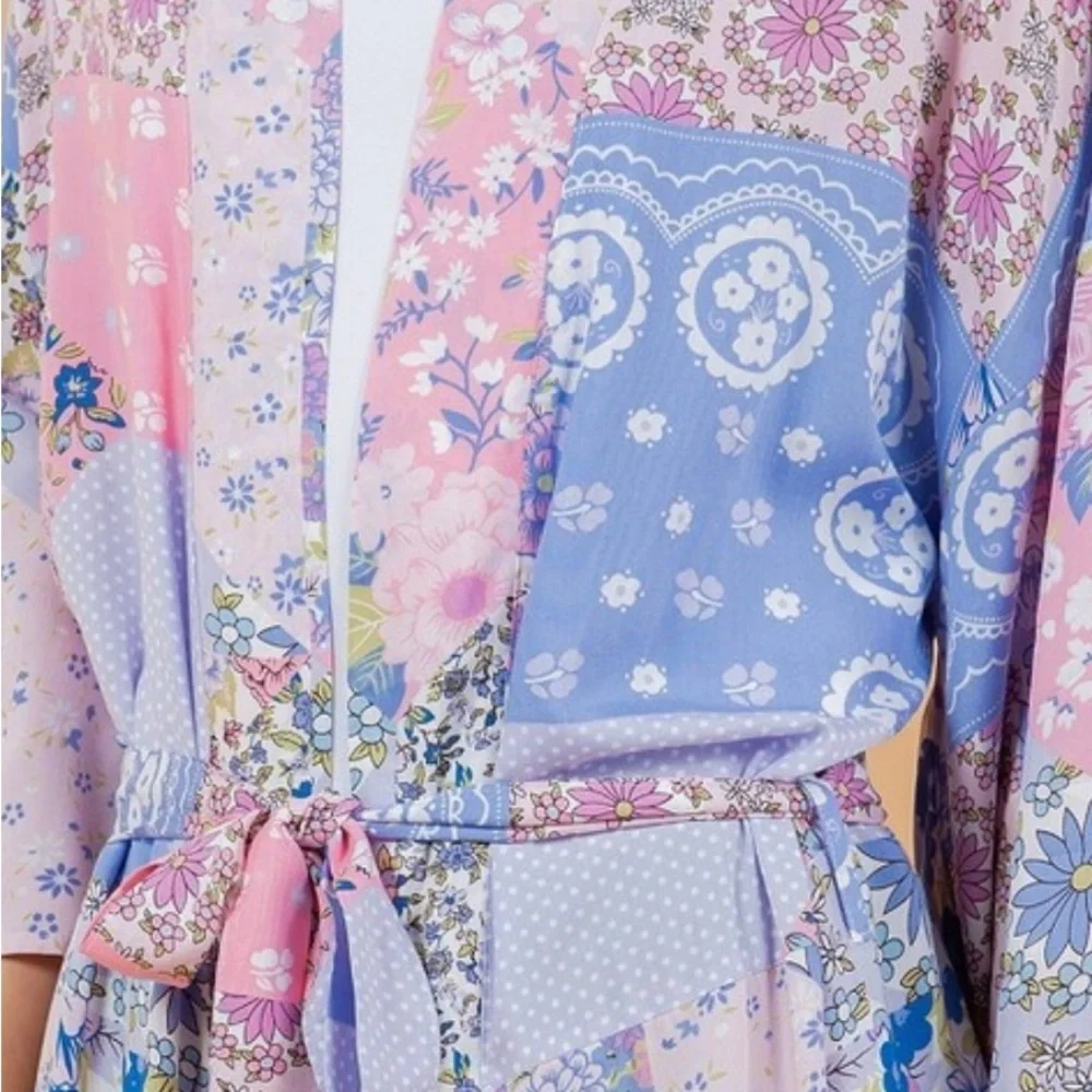 Patchwork Printed Kimono Jacket / Boho Floral Patchwork Long Spring Kimono - Picture 4 of 4